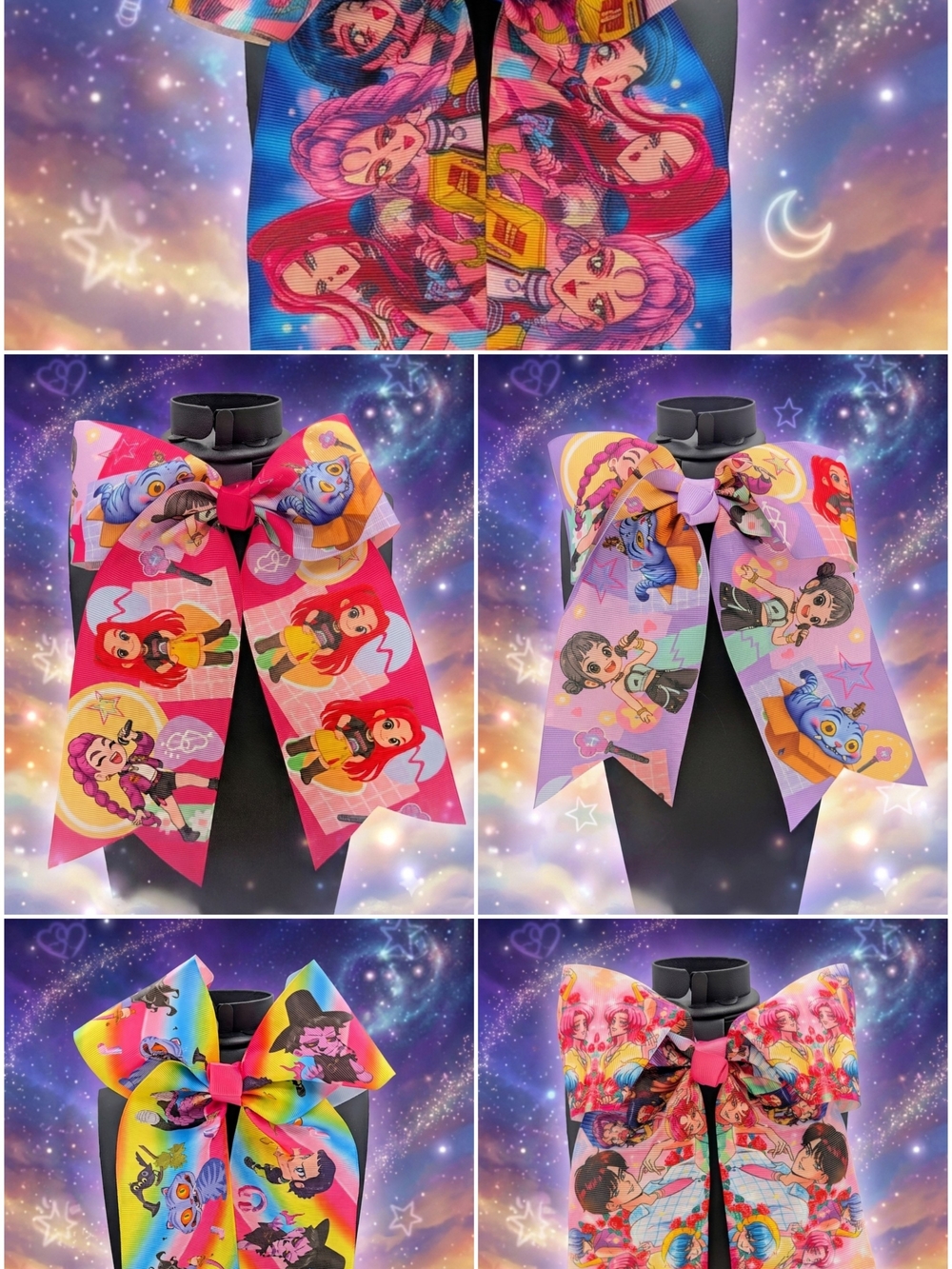 Large Kpop Demon Hunters Huntrix Hairbow: single Or Multi Purchase Options